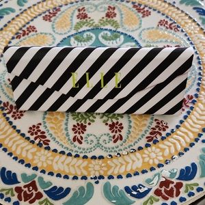 Elle Black and White Striped Women's Eyeglasses Case